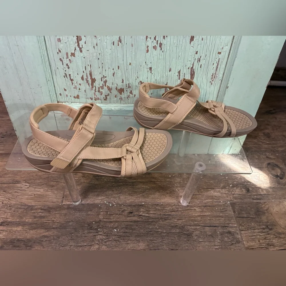 Comfortable Women’s Beige Strappy Sandals - Picture 2 of 6